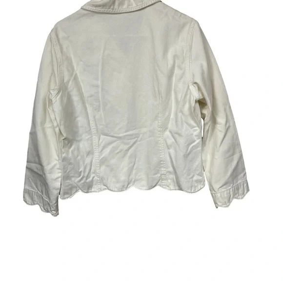 Isabella Byrd Anthropologie Ivory Denim Button Up Jacket LP - Picture 5 of 10
